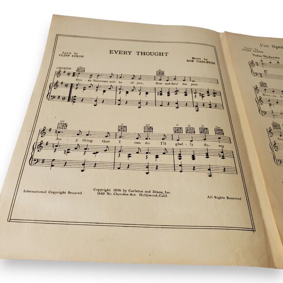 Lot of 2 Vintage 1938 Art Deco Sheet Music Enoch Light Big Band Era Fox Trot - Picture 6 of 16